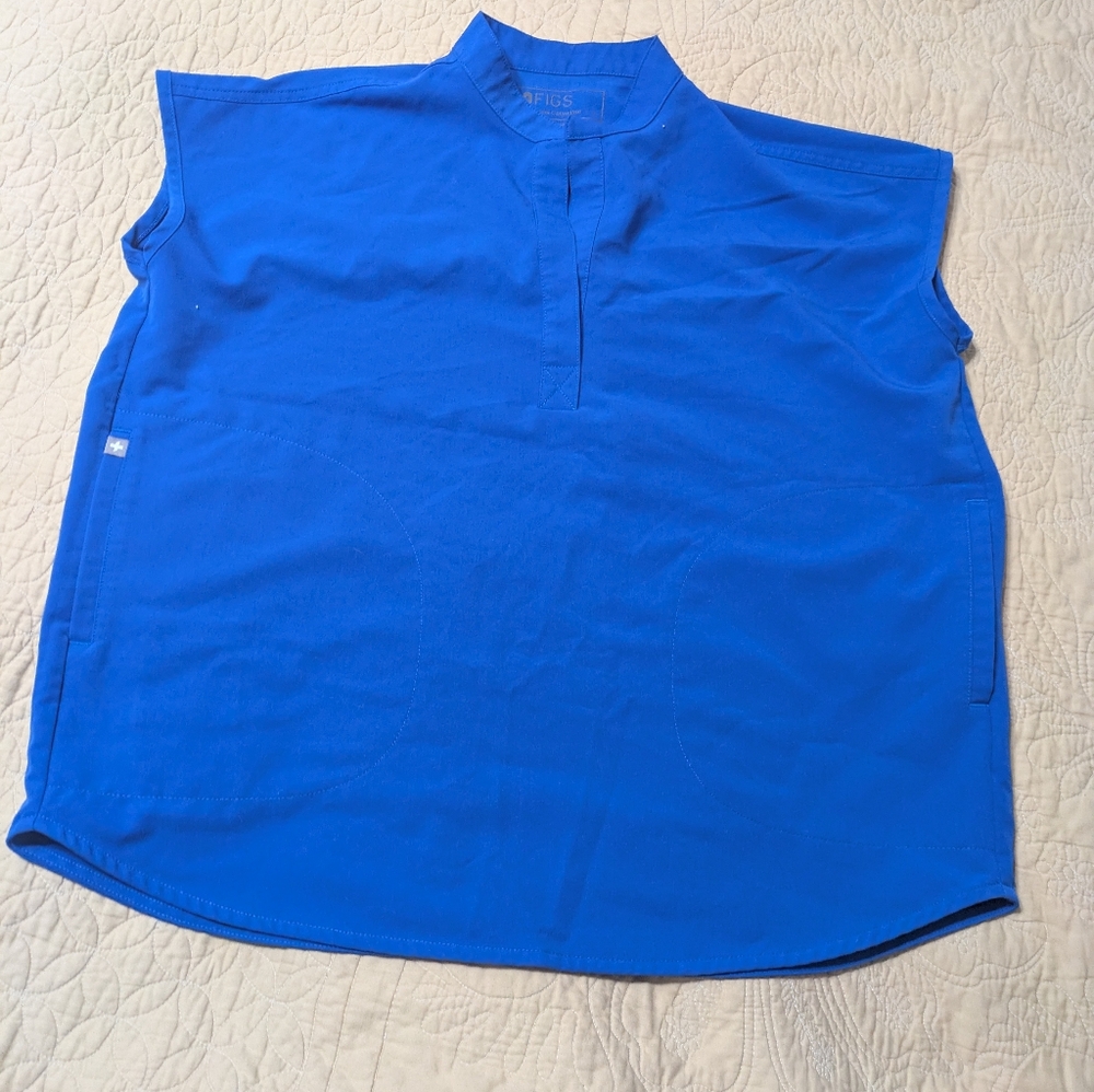 Figs Blue Sleeveless scrub top